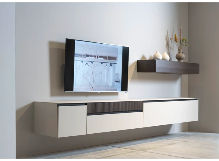 Tv-kast Cubo hangend matte lak beige opstelling 236 Sudbrock