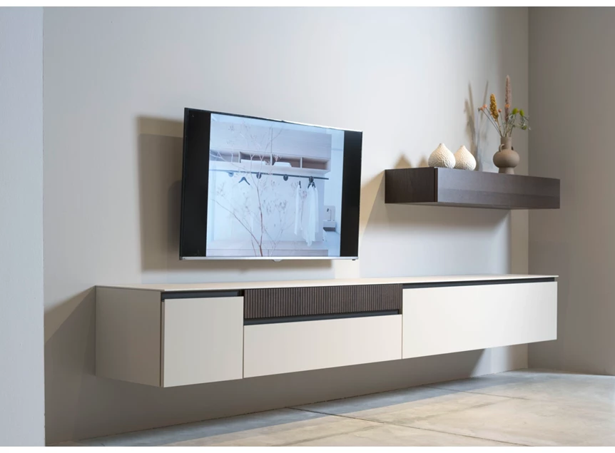 Tv-kast Cubo hangend matte lak beige opstelling 236 Sudbrock