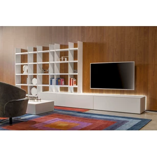 Tv-kast Cubo staand mat glas wit boekenrek opstelling 175 Sudbrock