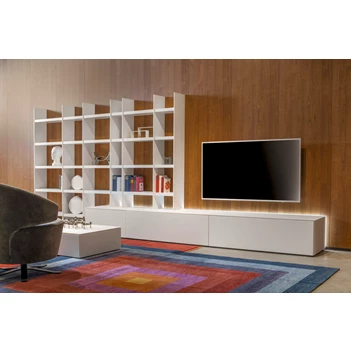Tv-kast Cubo staand mat glas wit boekenrek opstelling 175 Sudbrock