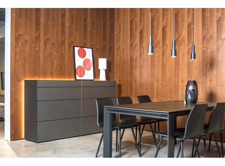 Dressoir ladekast Cubo staand mat glas antraciet opstelling 232 Sudbrock