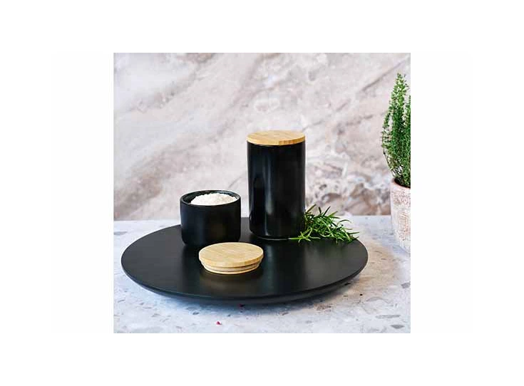 Lazy Susan- black&wood- bamboe- Ø39,5xh3cm- sfeerbeeld