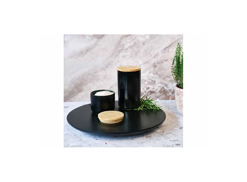 Lazy Susan- black&wood- bamboe- Ø39,5xh3cm- sfeerbeeld