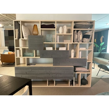 Front Wandkast The Only One matte lak zand hout blauwgrijs Capod'Opera