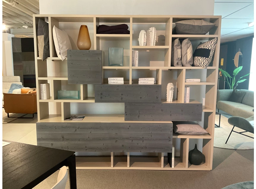 Front Wandkast The Only One matte lak zand hout blauwgrijs Capod'Opera