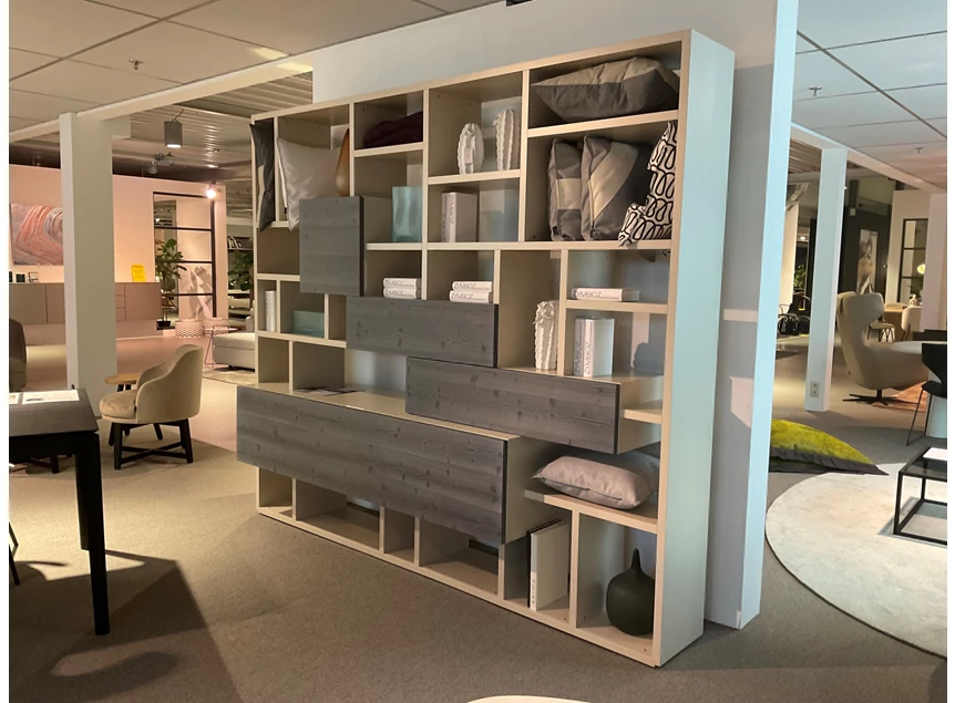 Wandkast The Only One matte lak zand hout blauwgrijs Capod'Opera