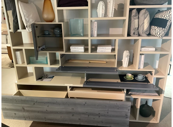 Open Wandkast The Only One matte lak zand hout blauwgrijs Capod'Opera