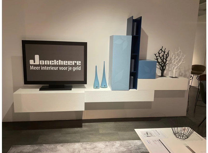 Front Tv-kast Centotrentacinque matte lak wit en blauw Capod'Opera