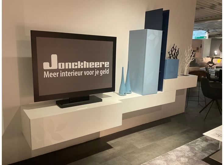 Tv-kast Centotrentacinque matte lak wit en blauw Capod'Opera