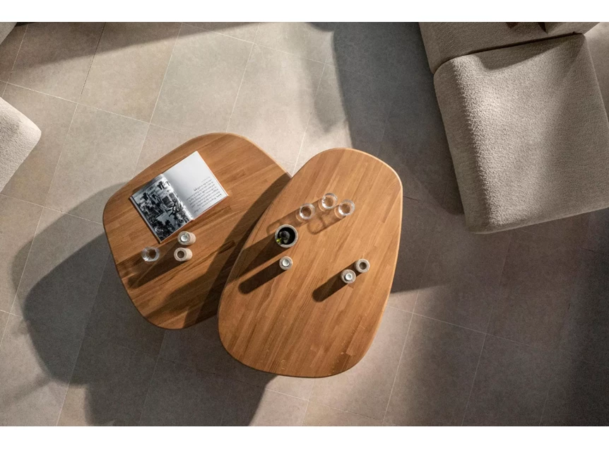 Bovenkant Salontafel Mamut massief eik natural Passe Partout