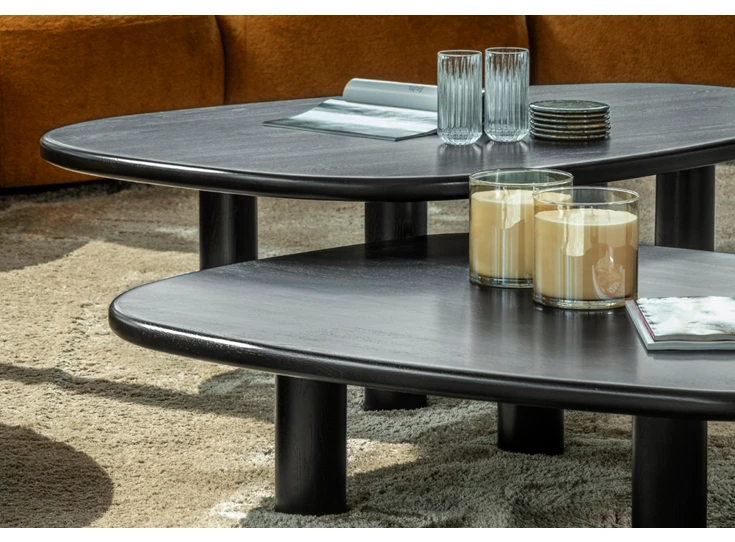 Zijkant Salontafel Mamut massief eik black zwart Passe Partout