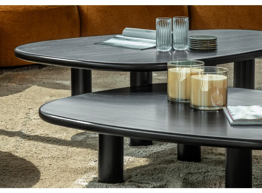 Zijkant Salontafel Mamut massief eik black zwart Passe Partout