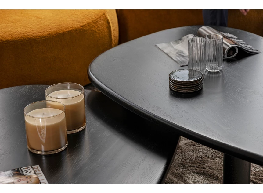 Bovenblad Salontafel Mamut massief eik black zwart Passe Partout