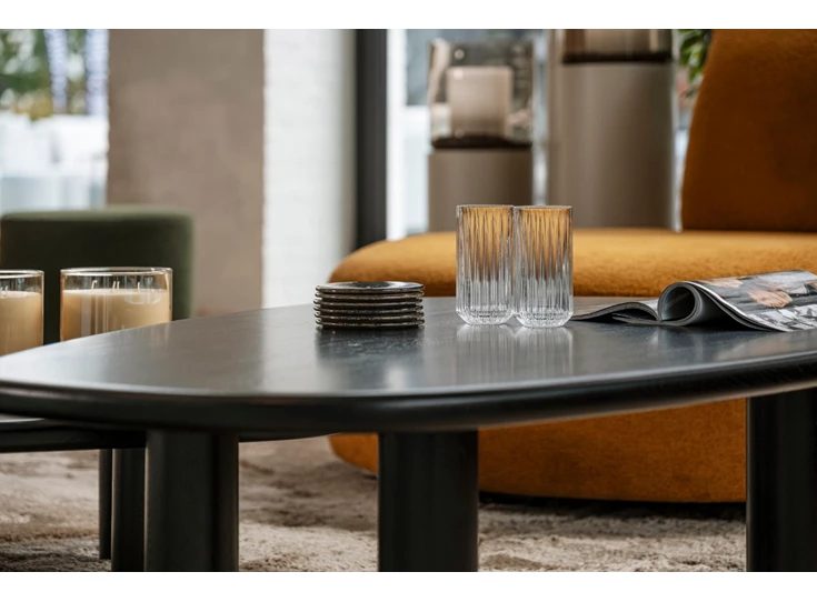 Bladrand Salontafel Mamut massief eik black zwart Passe Partout