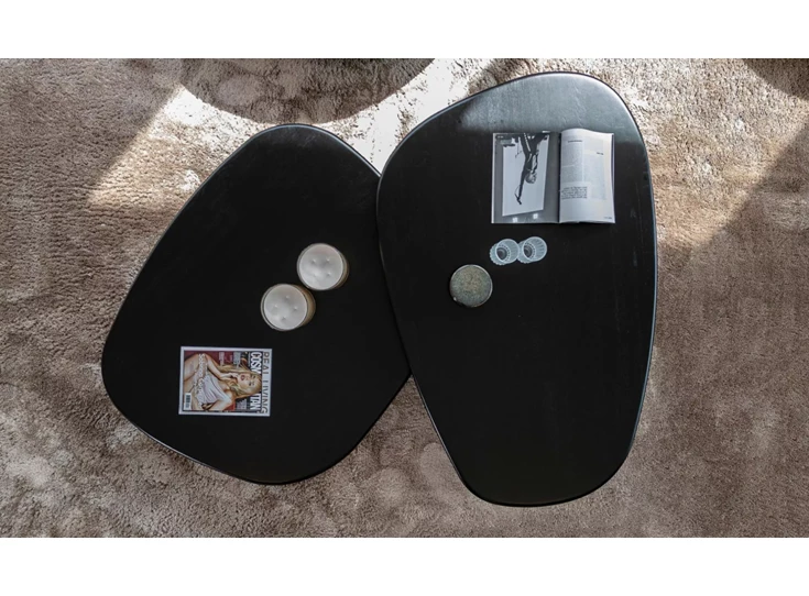 Bovenkant Salontafel Mamut massief eik black zwart Passe Partout