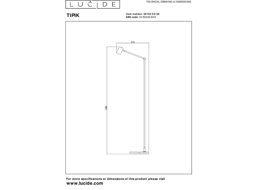 Lucide Tipik vloerlamp zwart plan