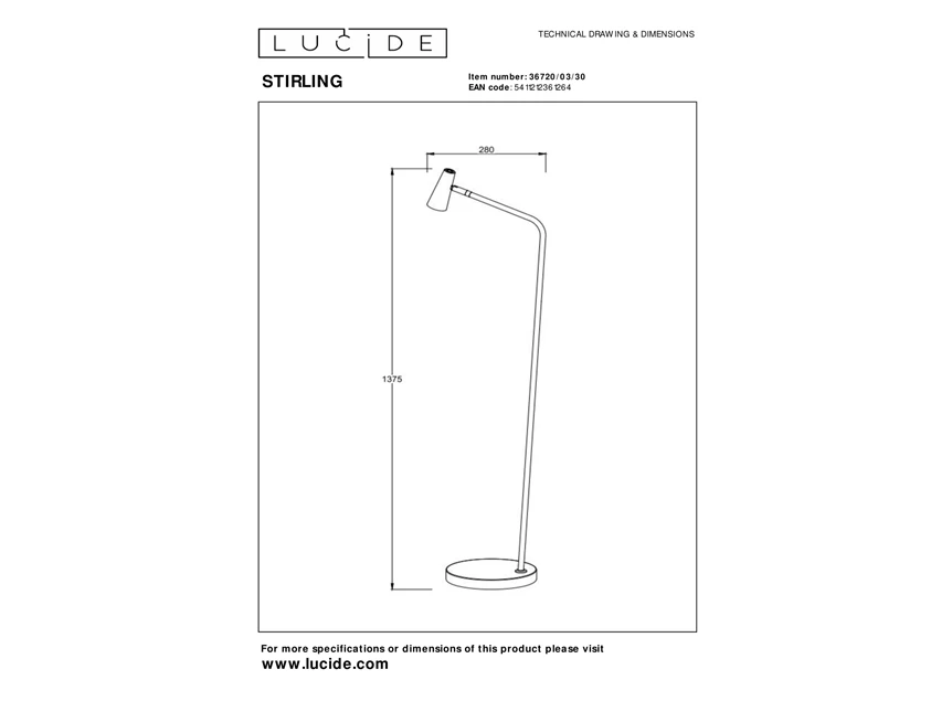Stirling vloerlamp- zwart- afmetingen