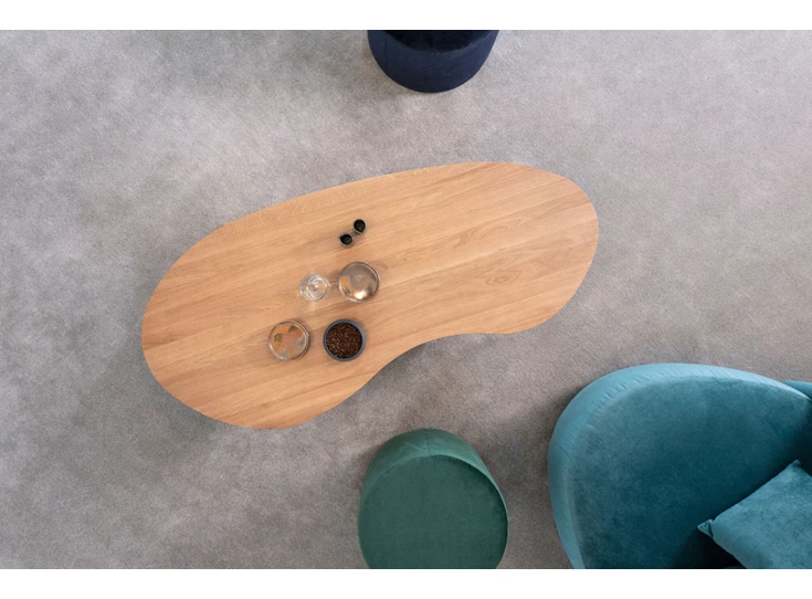 Bovenkant Salontafel Boca massief hout tobacco Passe Partout