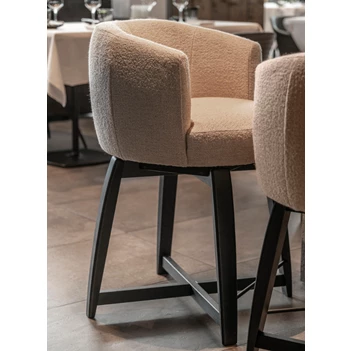 Lage barstoel Chena stof beige houten poot Passe Partout