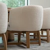 Zijde Low Dining Chair Chabby stof beige houten poot Passe Partout