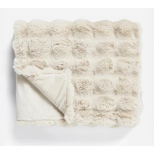 Pom rabbit fur plaid- beige- 150*200