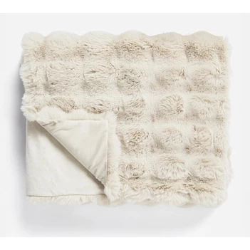 Pom rabbit fur plaid- beige- 150*200