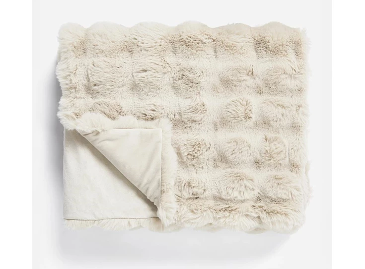 Pom rabbit fur plaid- beige- 150*200