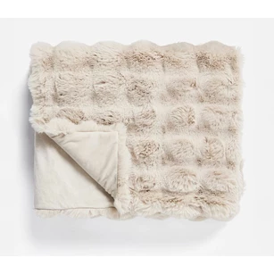 Pom rabbit fur plaid- zand- 150*200