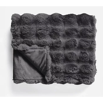 Pom rabbit fur plaid- antraciet- 150*200