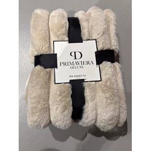 Rib rabbit fur plaid- zand- 150*200