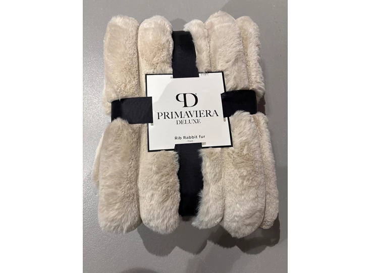 Rib rabbit fur plaid- zand- 150*200