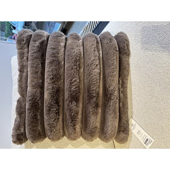 Rib rabbit fur sierkussen- taupe/grijs- 50*50