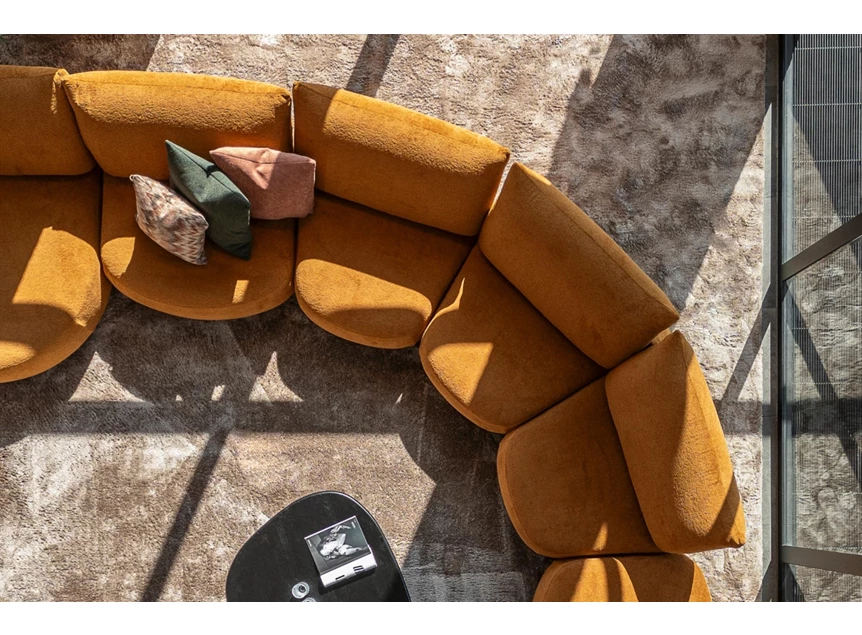 Ronde hoek Hoeksalon Bigfoot stof oker Passe Partout