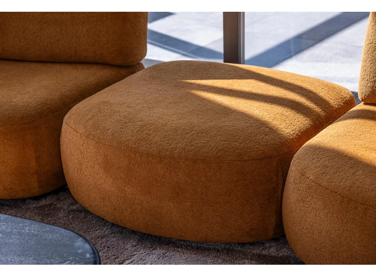 Poef tussenelement Hoeksalon Bigfoot stof oker Passe Partout