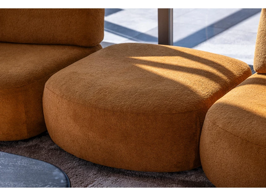 Poef tussenelement Hoeksalon Bigfoot stof oker Passe Partout