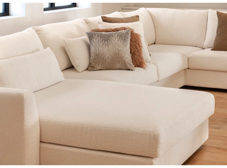 Detail Hoeksalon met zetelbed Alberto stof beige Passe Partout