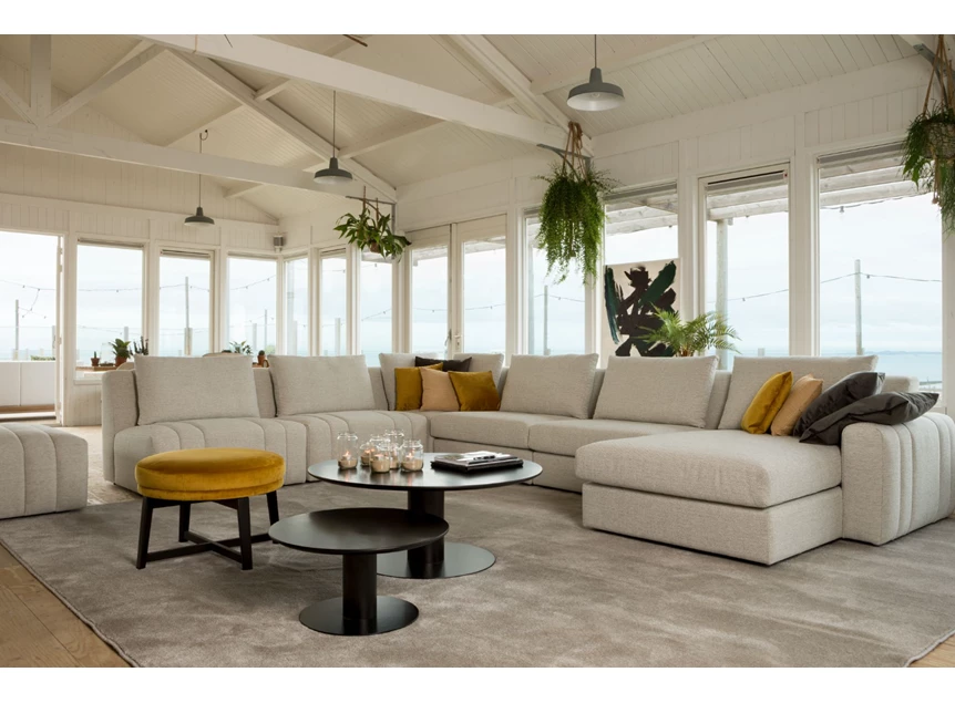 Hoeksalon Xavio met longchair stof greige Passe Partout