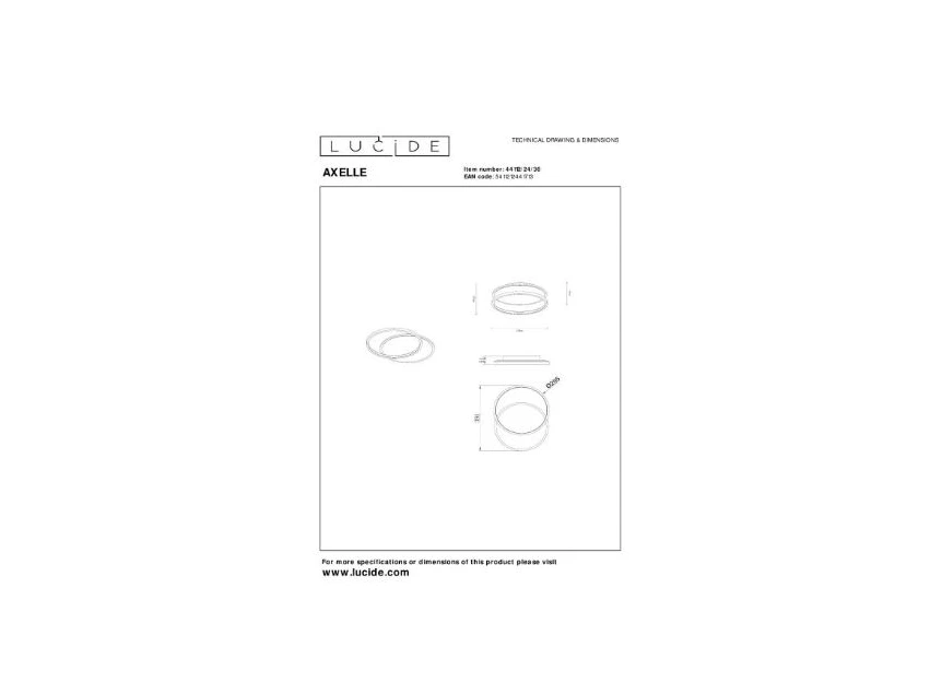 Axelle plafonnière- led 3StepDim- 1x24W- 2700K- zwart- afmetingen