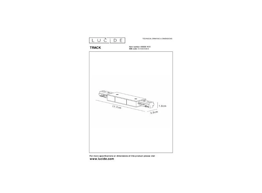 Track startvoeding- 1fase railsysteem/railverlichting- dubbel- wit (uitbreiding)- afmetingen