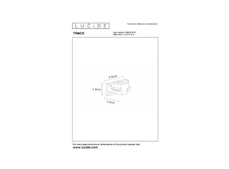 Track eindkap- 1fase railsysteem/railverlichting- set2- wit (uitbreiding)- afmetingen