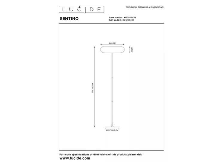 Sentino vloerlamp- Ø40cm- oranje- afmetingen