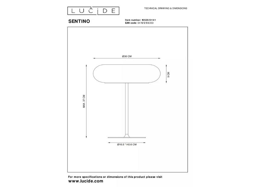Sentino tafellamp- taupe- Ø30cm- afmetingen