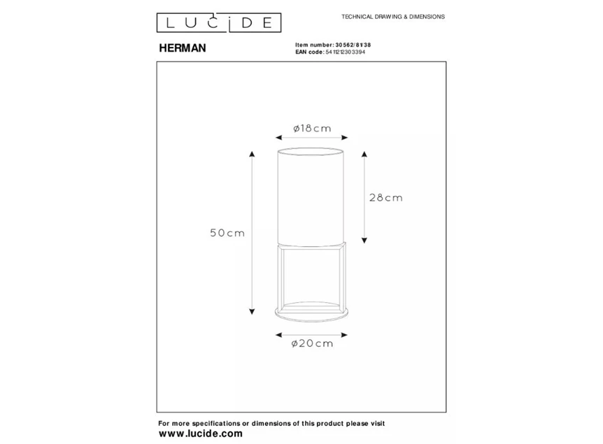 Herman tafellamp- beige- Ø20cm- E27- afmetingen