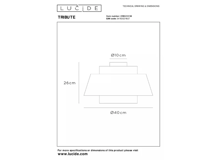 Tribute plafonnière- beige- Ø40cm- afmetingen