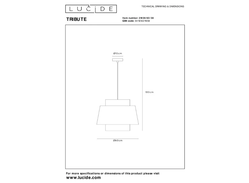 Tribute hanglamp- beige- Ø60cm- E27- afmetingen