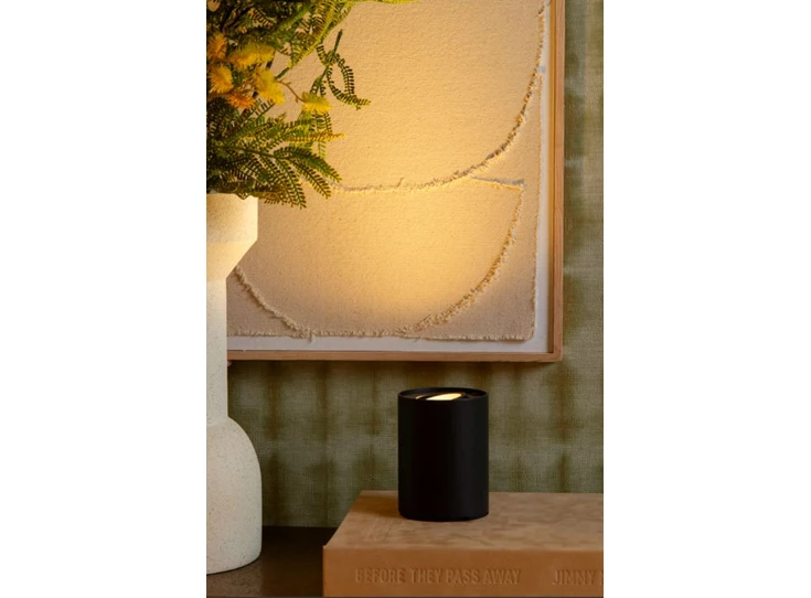 Tube tafellamp- zwart- dimb- Ø9,6cm- GU10- sfeerbeeld
