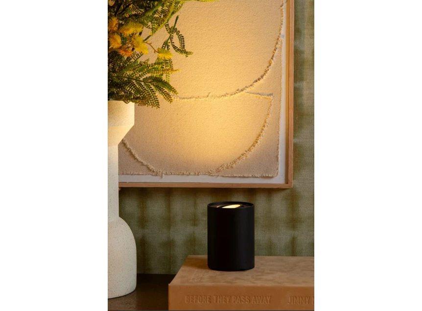 Tube tafellamp- zwart- dimb- Ø9,6cm- GU10- sfeerbeeld