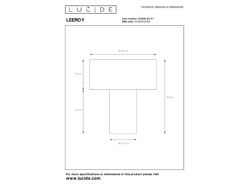 Leeroy tafellamp- taupe- E27- afmetingen