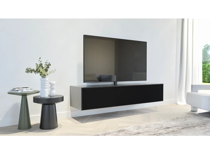 Tv-kast Mika 180 hangend mat glas zwart Ardeno