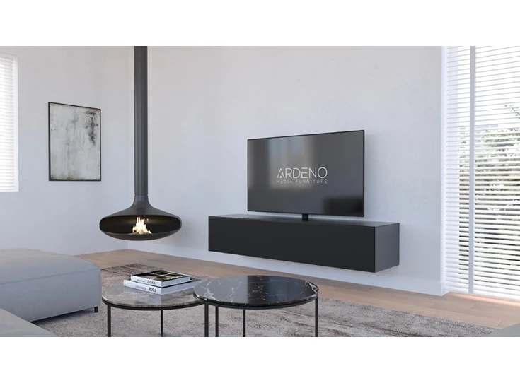 Zijkant Tv-kast Mika 180 hangend mat glas zwart Ardeno